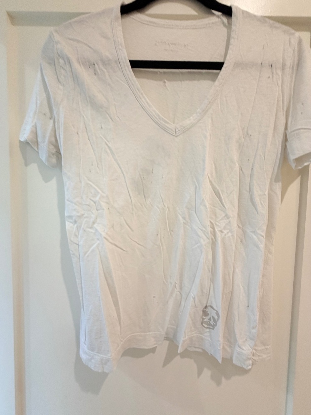 Zadoig & Voltaire White Distressed T Shirt - Size Small